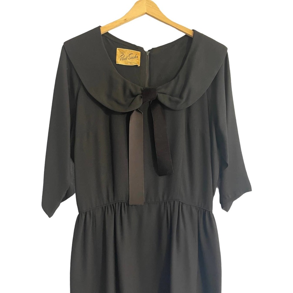 Vintage Paul Sachs 3/4 Sleeve Black Dress